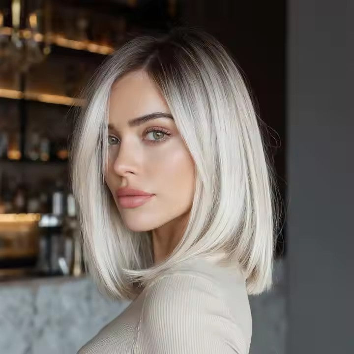 Lace Platinum Women's Wigs Imported Silk Chemical Fiber Soft and Natural