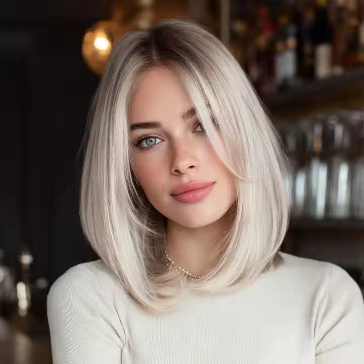 Lace Platinum Women's Wigs Imported Silk Chemical Fiber Soft and Natural