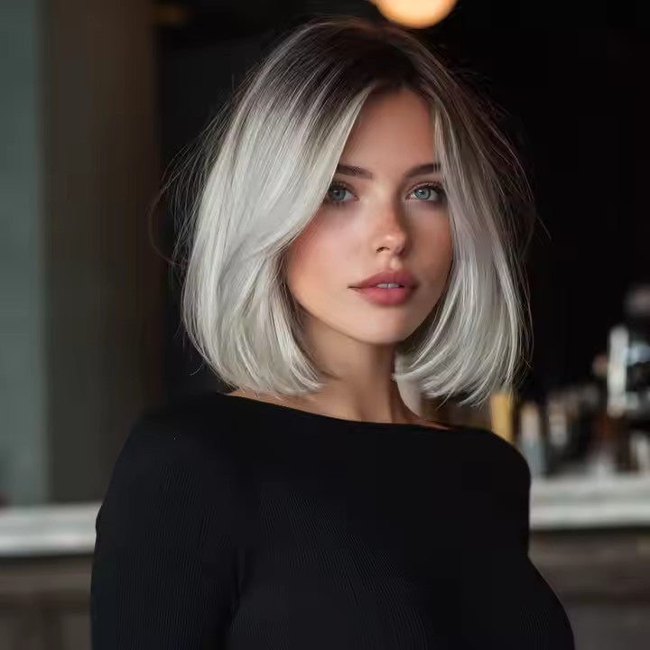 Lace Platinum Women's Wigs Imported Silk Chemical Fiber Soft and Natural